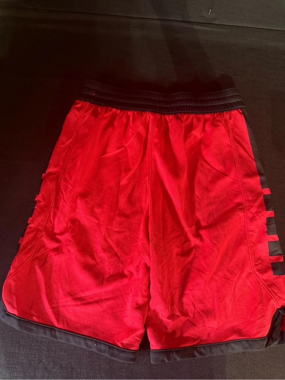 Nike Red Mesh Athletic Shorts with Black Accents